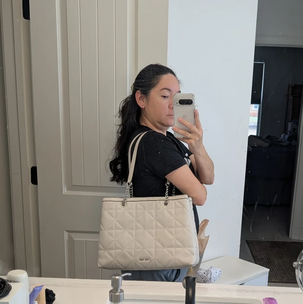 Nine West Cream Quilted Tote